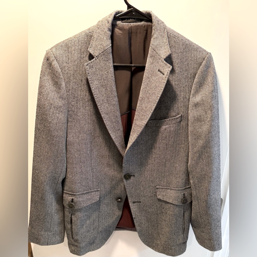 Zara Wool Herringbone Blazer
